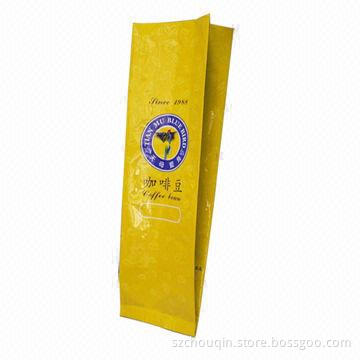 Side Gusset Pouch in Fresh Color Printing, Back Sealing, Coffee Bean Packaging